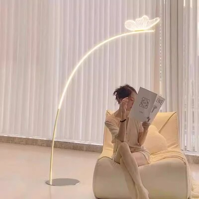 护眼落地灯奶油风创意蝴蝶钓鱼灯客厅沙发旁网红轻奢温馨氛围灯具