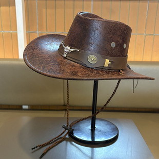 美式复古西部牛仔帽男女铆钉大帽檐遮阳防晒户外草原沙漠旅行帽子