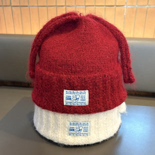 秋冬新款骑车护耳毛线帽子女可爱长辫子毛绒户外防风保暖针织冷帽