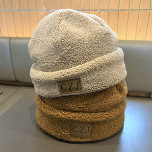 冬季学生出游保暖加绒渔夫帽子男羊羔绒帽女加厚情侣款百搭冷帽潮