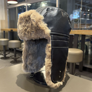 雷锋帽女防寒冬护耳保暖户外骑行帽子男皮质东北户外飞行员滑雪帽