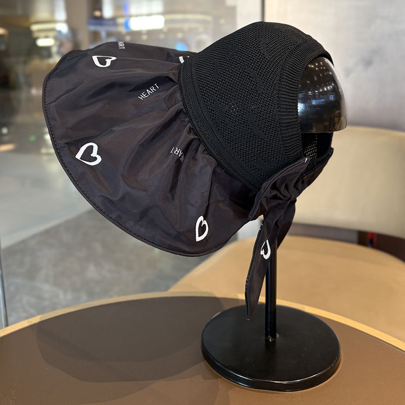 韩版夏季彩胶防晒帽子女半空顶蝴蝶结防晒遮阳帽旅游大沿防风帽潮