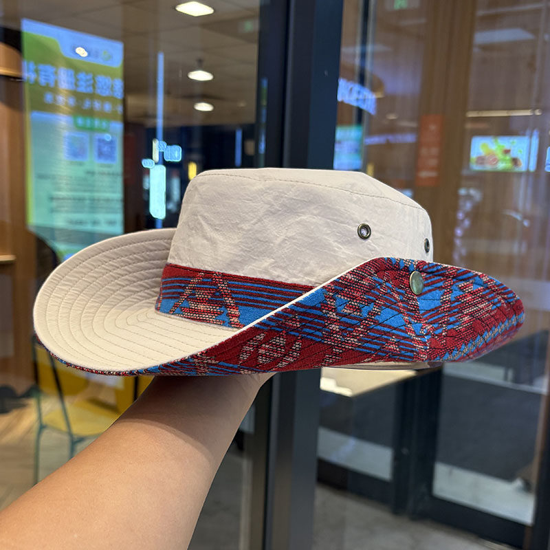 新款民族风渔夫帽夏季出游登山帽子男女夏季防晒遮阳帽百搭钓鱼帽