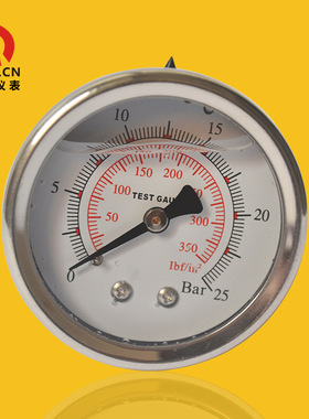 供不锈钢耐震压力表抗震压力表不锈钢防震甘油压力表YBN50Z 25bar