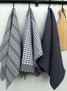 三条装灰色家居布艺茶餐巾厨房毛巾抹布kitchen towels washcloth