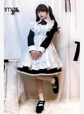 现货正统欧版女仆装大码长款男穿女装大佬黑白色动漫COS女佣服