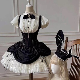 【布蕾兔】原创lolita裙鱼骨胸托腰封裙哥特式公主裙洛丽塔吊带裙