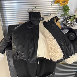上衣冬季 潮款 保暖羊羔绒潮棉袄 儿童加绒加厚皮衣2026冬装 新款