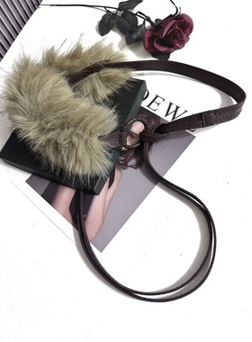 复古氛围感辣妹毛毛腰带女美式西部波西米亚风秋冬毛茸茸绑带皮带
