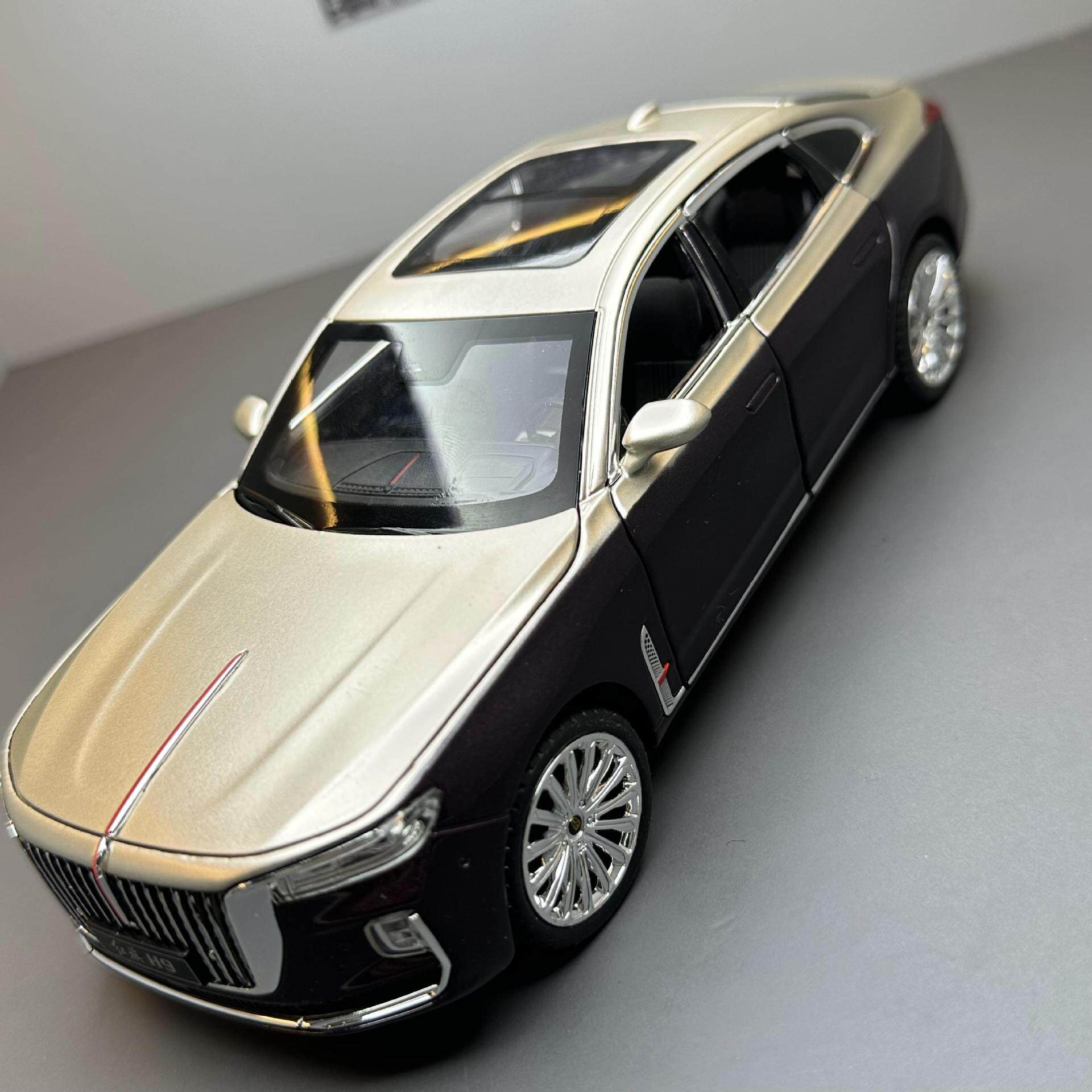 潮玩合金汽车模型1:24正版红旗H9 收藏摆件 声光开门国产玩具豪车