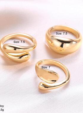 Rings set of 3 pieces金色不规则开口戒指3件套个性气质食指戒女
