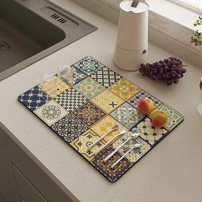 Kitchen Drain Pad Dish Drainer Mat Absorbent Dish Drying Mat