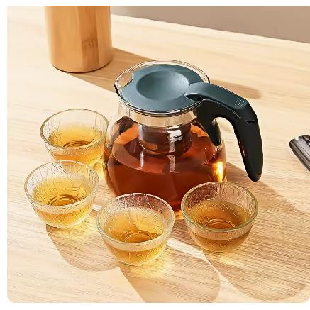 Glass teapot with flowered teapot with large capacity teapot