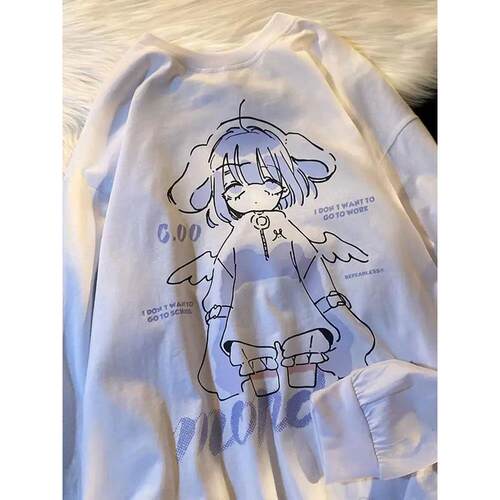 Harajuku Anime Girl Design Sweatshirts Couples Kawaii Hoodie