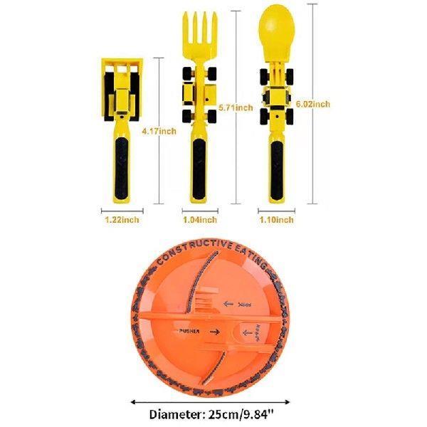 3Pcs Creative Kids Dining Tool Set PP Spoon Fork Knife Car0