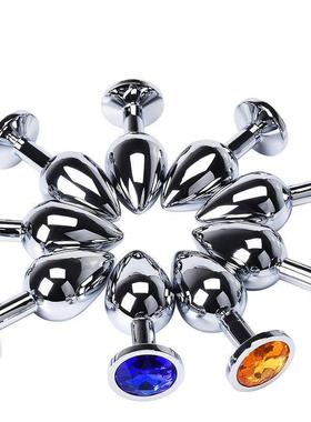 pc Size Anal Plug Round Stainless Steel Crystal Buttplug