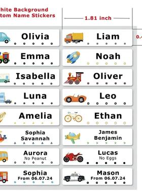 60pcs Custom Waterproof Name Labels for Kids Personalized St
