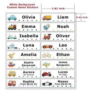 60pcs Custom Waterproof Name Labels for Kids Personalized St