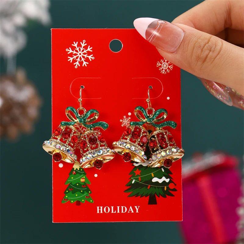 New Fashion Plush Christmas Tree Earrings for Women Cute Rhi