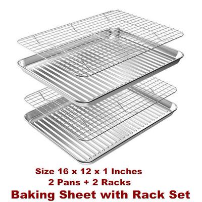 Baking Sheet Pan Cookie Sheet Cooling Rack Cooking Kitchen
