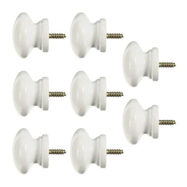 8 Pcs Solid Wood Handle Door Knobs Useful Round Cabinet
