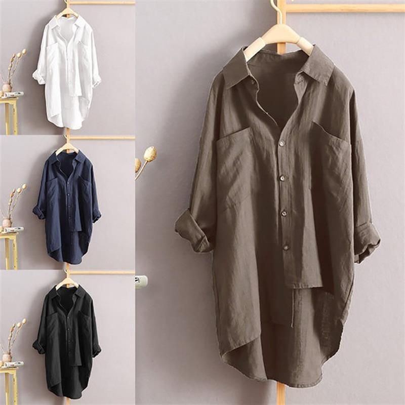Plus size long Blouse Women Casual Top Loose ladies Shirts