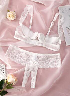 Women's Fun Underwear Transparent Lace Sexy Bra Set