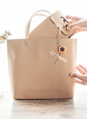 Vintage Kraft Present Bag Dry Flower Pure Color Gift Box Set