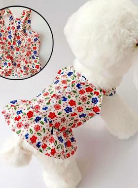 Summer Dog Clothes Cute Floral Sling Dress Thin Skirt Sunscr