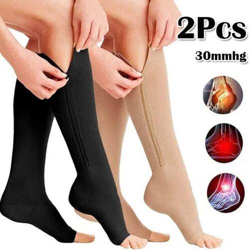 Zipper Compression Sock Women Men High Elasticity Nylon Clos