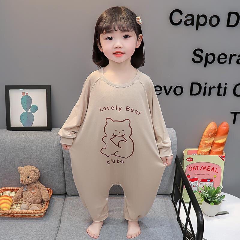 春秋夏季薄款女童空调家居服纯棉长袖防踢被儿童睡袋宝宝睡衣四季