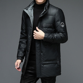 大码 冬季 外套潮 中年男士 爸爸冬装 羽绒服男中长款 加厚保暖2024新款