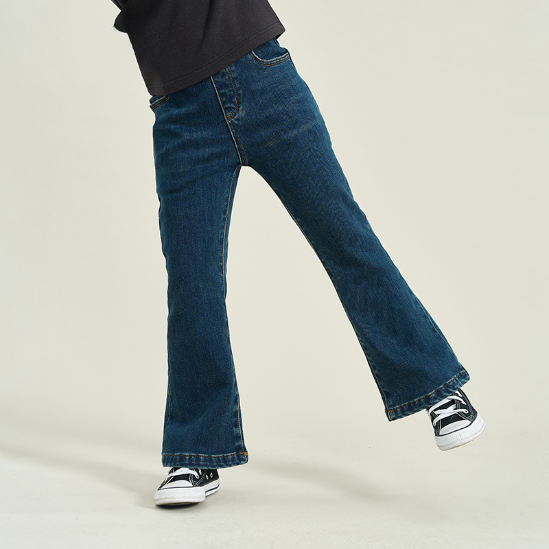 女童弹力百搭洋气牛仔喇叭裤