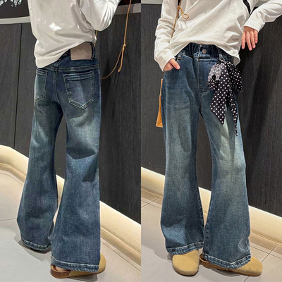 女童弹力百搭牛仔微喇裤