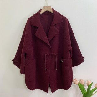 妈妈装2025新款秋冬双面毛呢外套洋气大码上衣中老年女装气质大衣