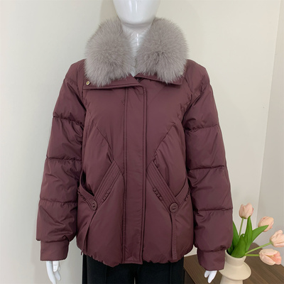 妈妈冬装时尚狐狸毛领羽绒服外套