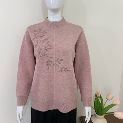 妈妈秋冬装半高领加绒保暖打底衫