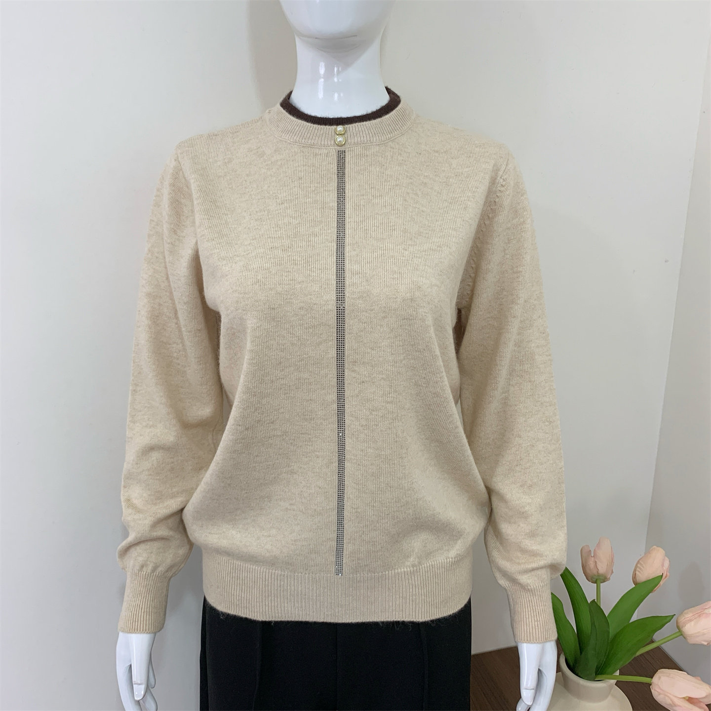 时尚妈妈冬装新款气质圆领针织衫中老年女装秋冬百搭大码打底毛衣