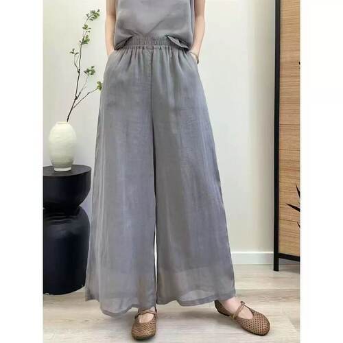 208苎麻休闲裤子女款纯色宽松90-160斤