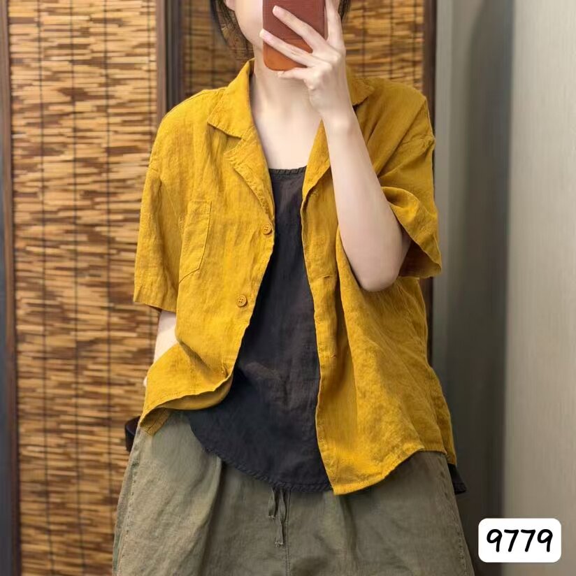 251纯亚麻衬衫衬衣女款胸围120衣长62 90-150斤