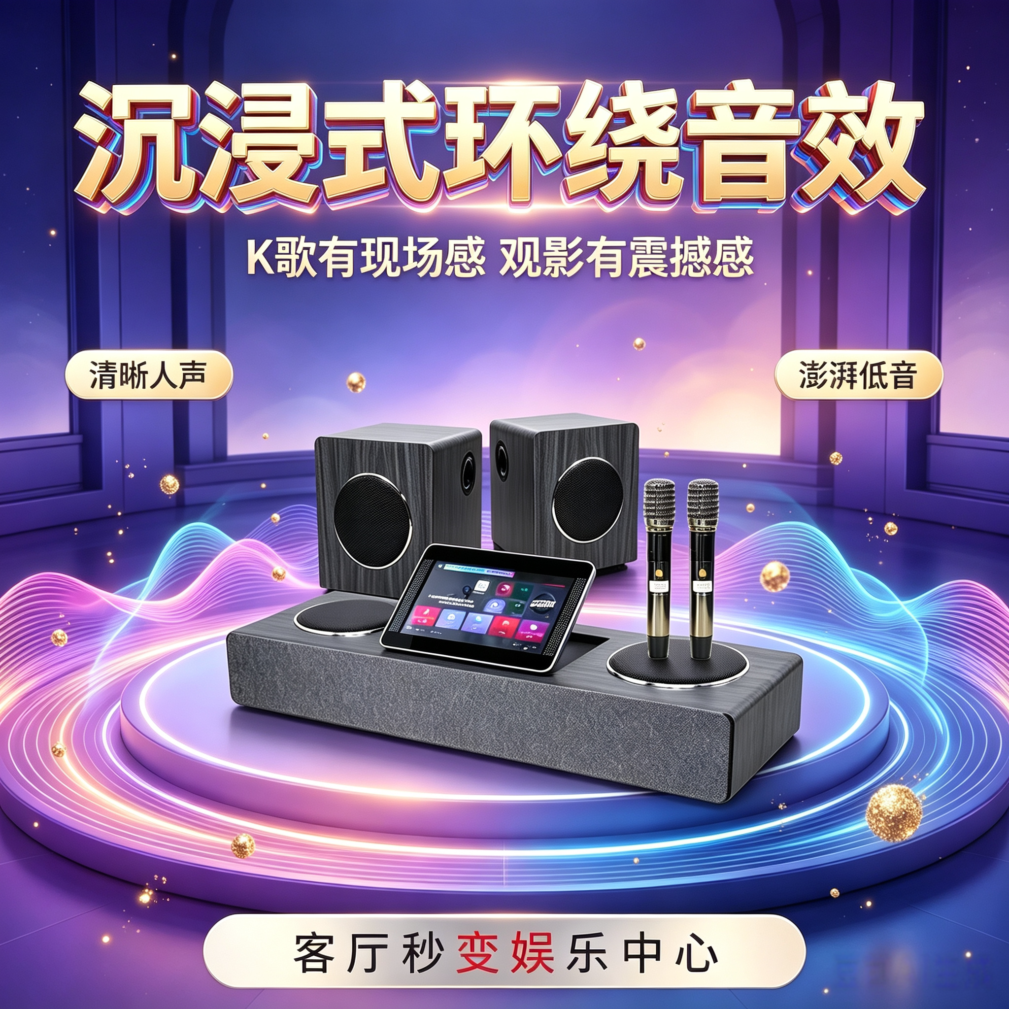 家用全套家庭K歌音响语音触控点回音壁音响