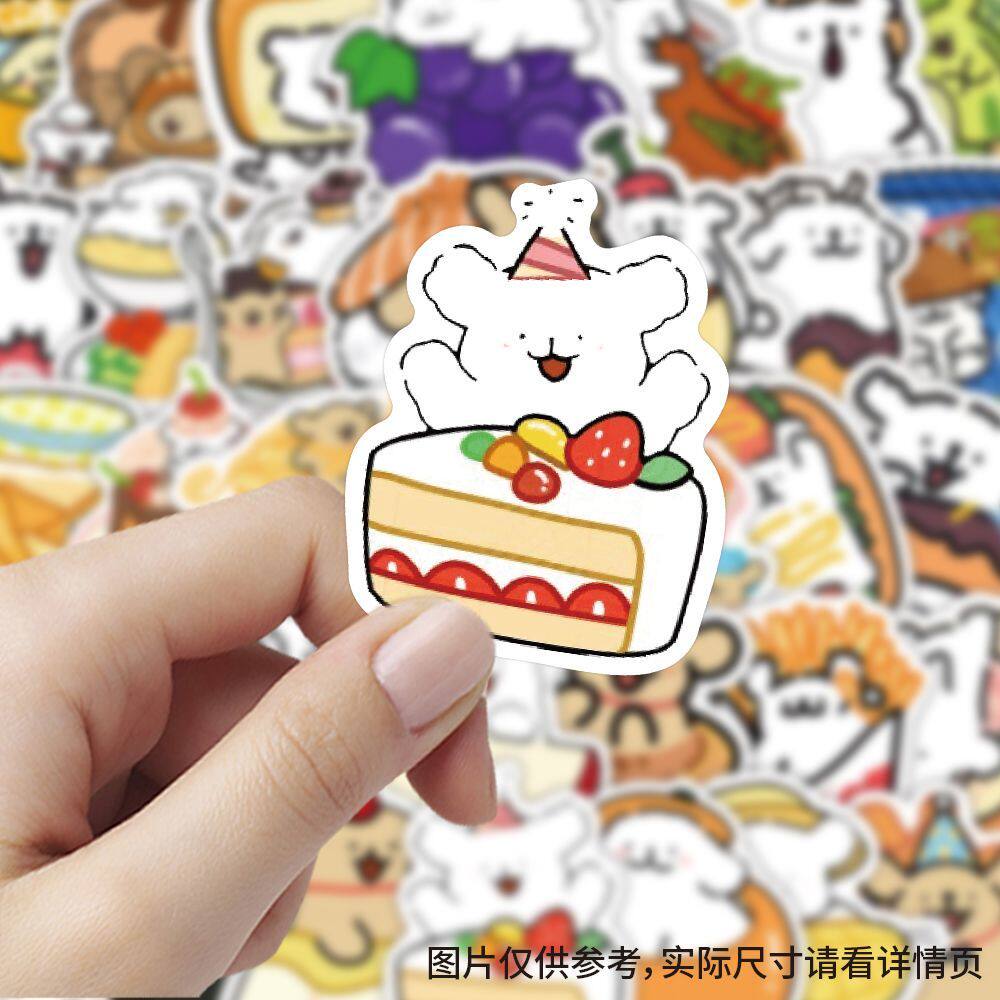 爆款线条小狗美食贴纸卡通创意美食装饰手机行李箱笔记本防水贴画