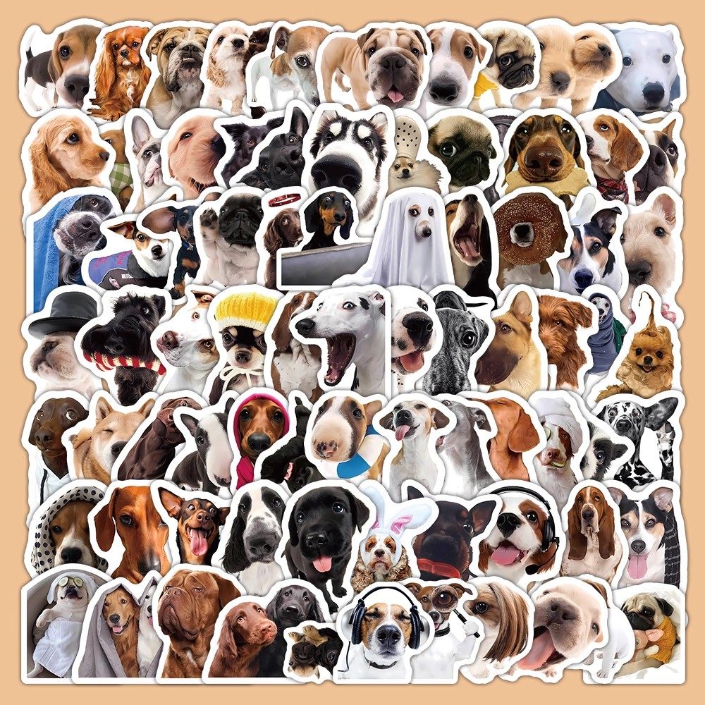 104张热门狗狗贴纸合集个性创意DIY手账防水贴画装饰电脑水杯防
