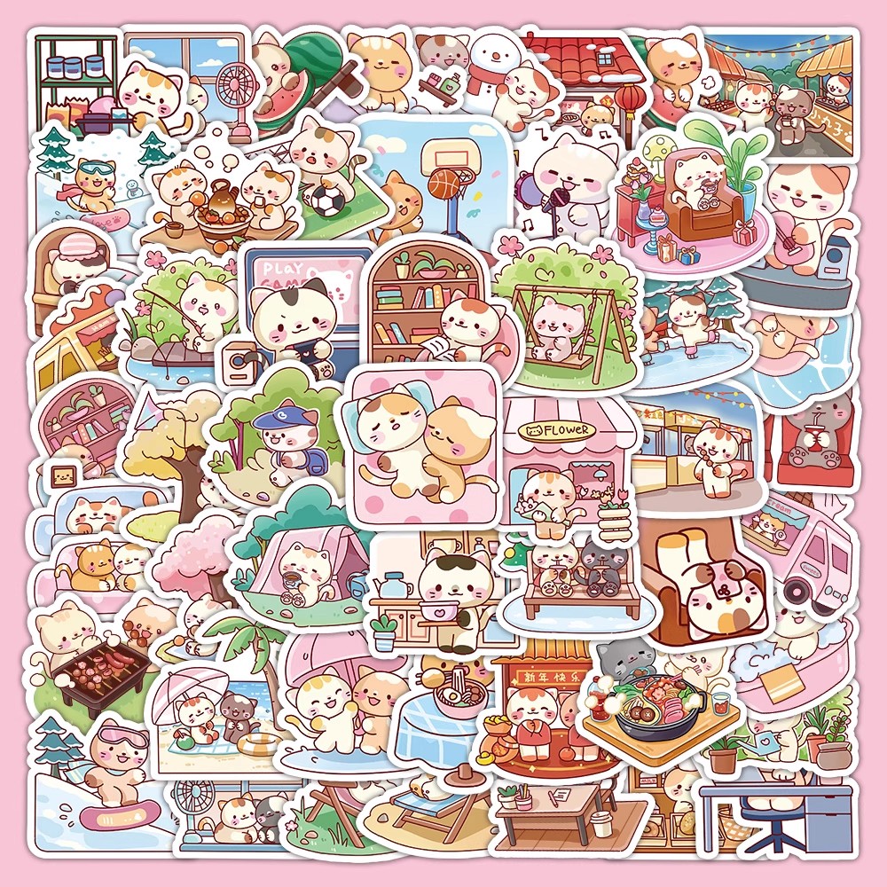 卡通猫猫日常贴纸防水装饰