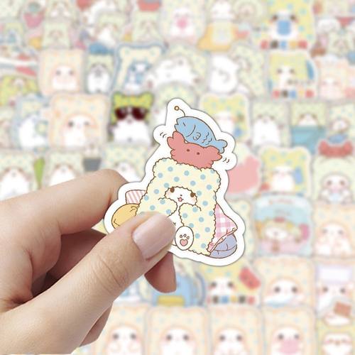 180张毛毯小熊表情包贴纸李卡通ins手账少女儿童贴画手机桌面装饰