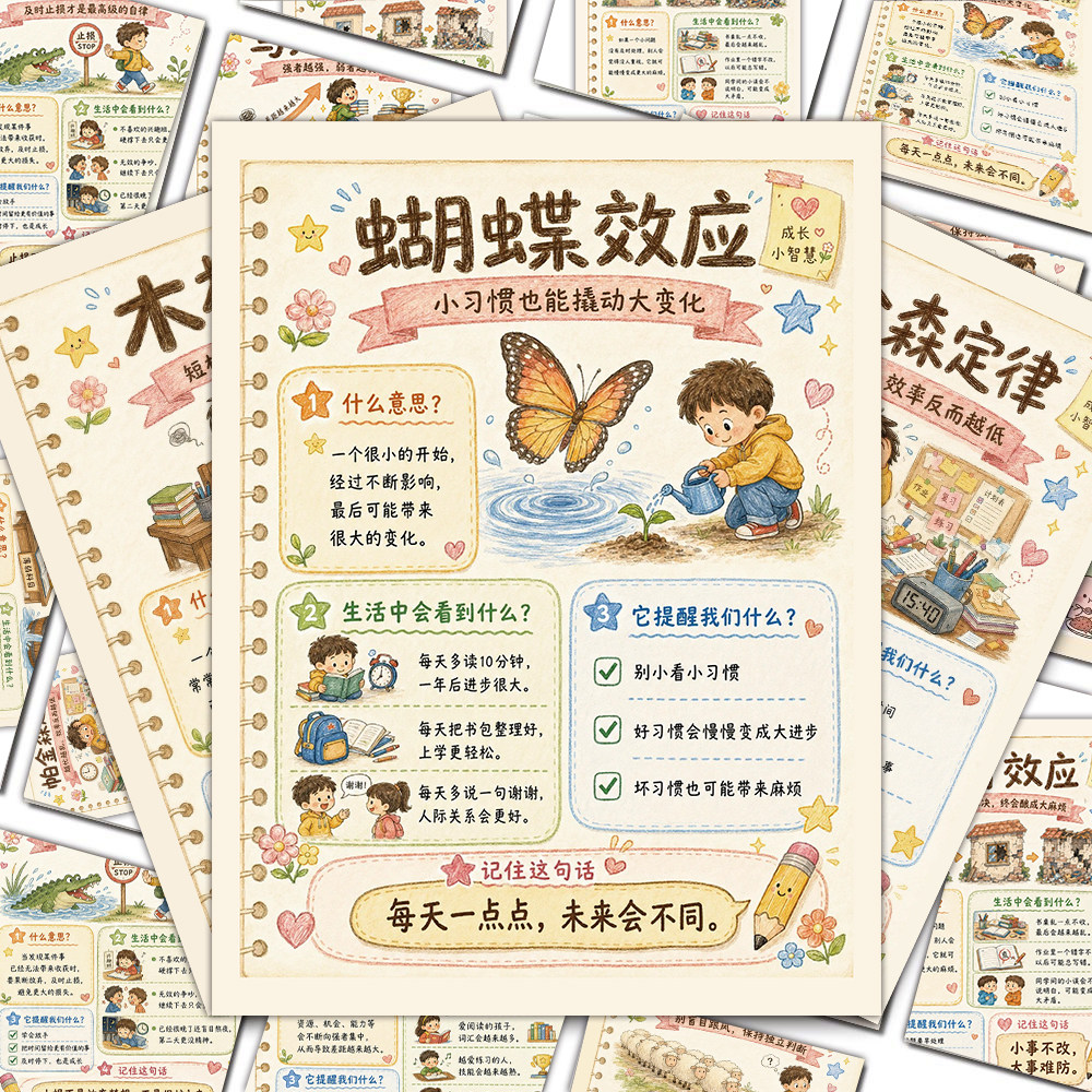 94张世界十大定律益智卡通贴纸
