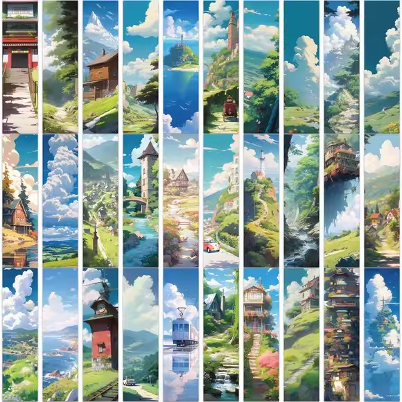 30张宫崎骏动漫风景书签高级感