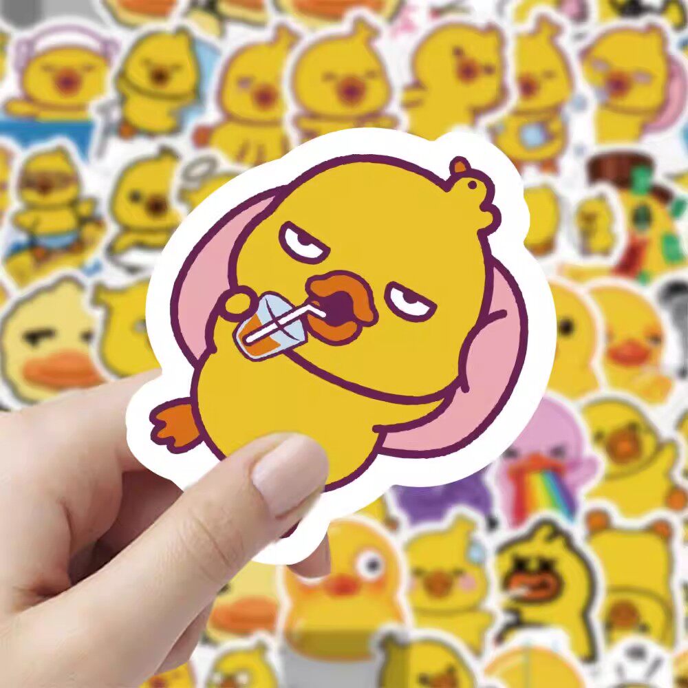 120张小黄鸭卡通形象表情包贴纸卡哇伊少女心笔记本贴画防水手帐