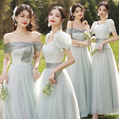灰色网纱姐妹团伴娘服小众高级