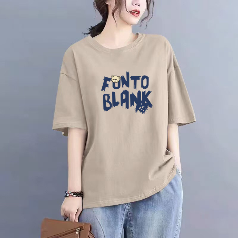 夏季女装100%纯棉印花短袖t恤